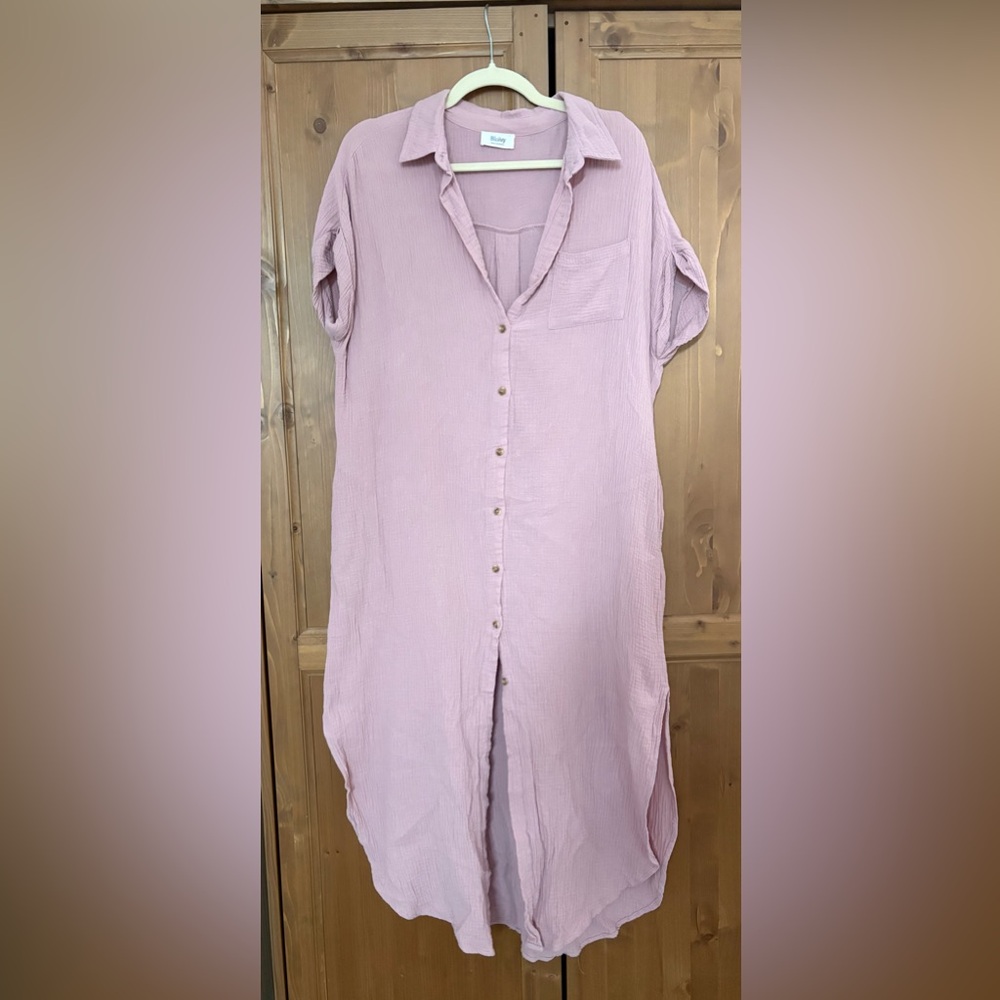 Bluivy Mauve Button-Down Tunic Dress